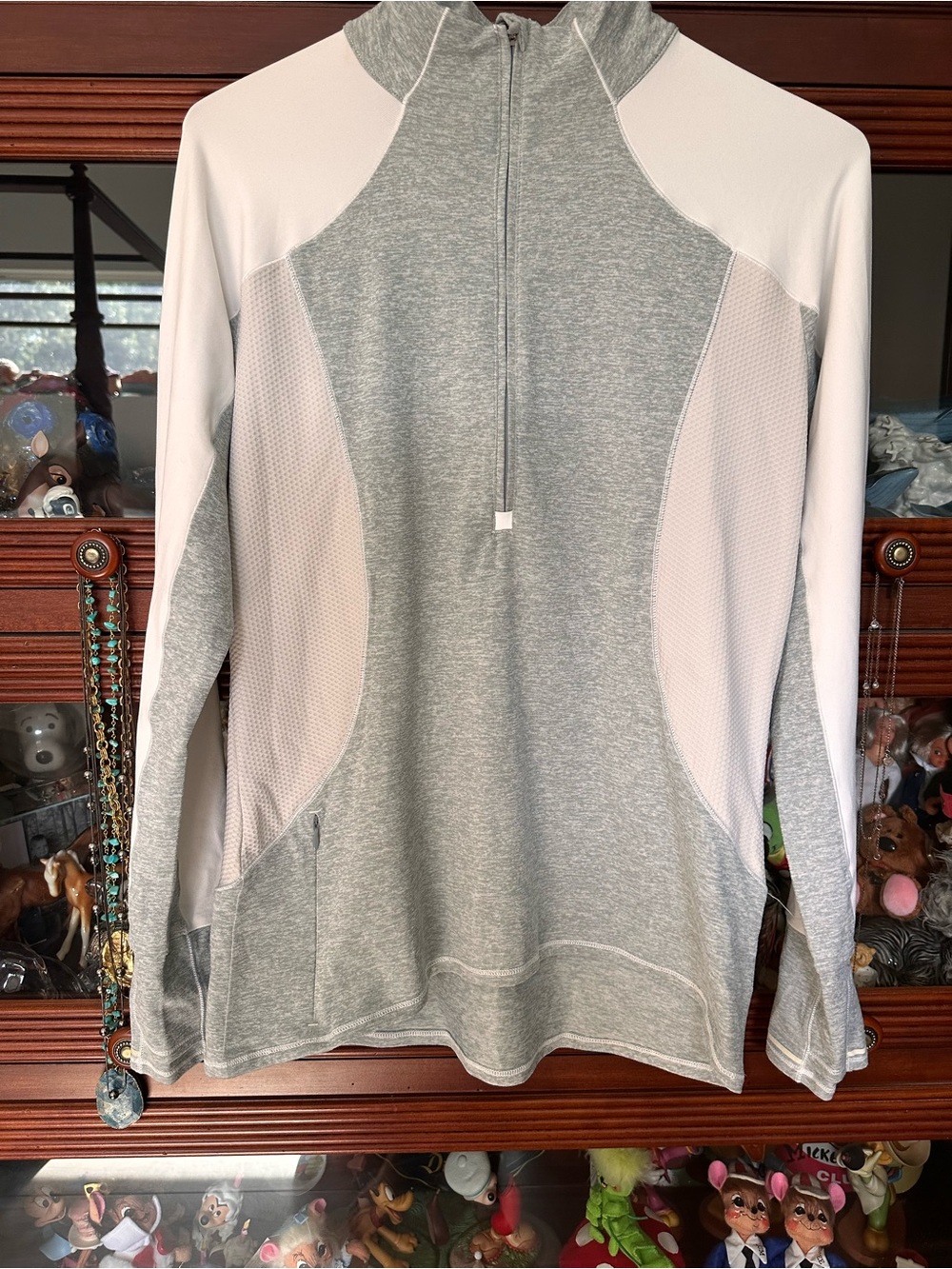 Light Gray and White Women's Athleta Half-Zip Pullover